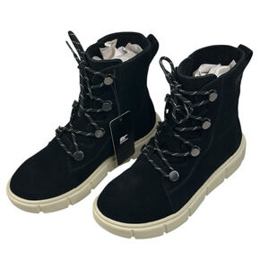 Sorel Explorer III Joan Black Suede Waterproof Lace-Up Boots Womens 7 New $145